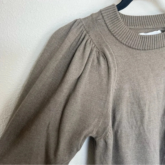 SALE- Apiece Apart Dewi Balloon Sleeve Merino Wool and Silk Blend Sweater Walnut - Picture 6 of 11